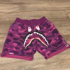Bape Purple Camo Shark Shorts